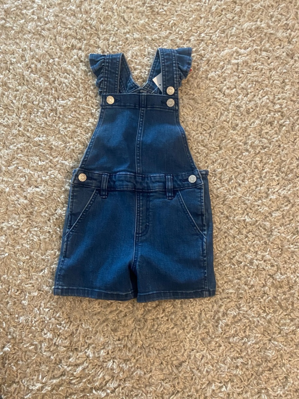 Epic Threads Dark Blue Denim Shortall Romper with Ruffle Straps